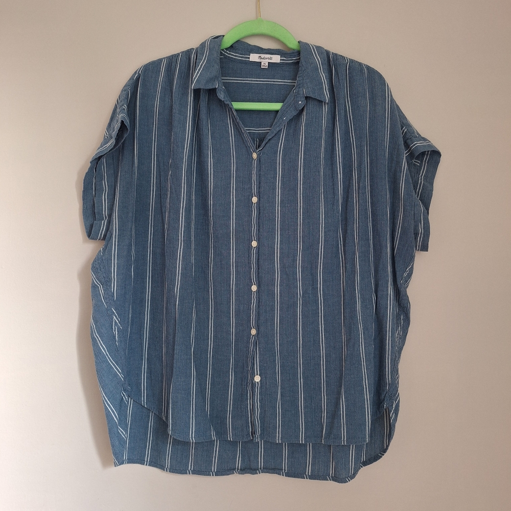 Madewell Blue Striped Button Down Shirt